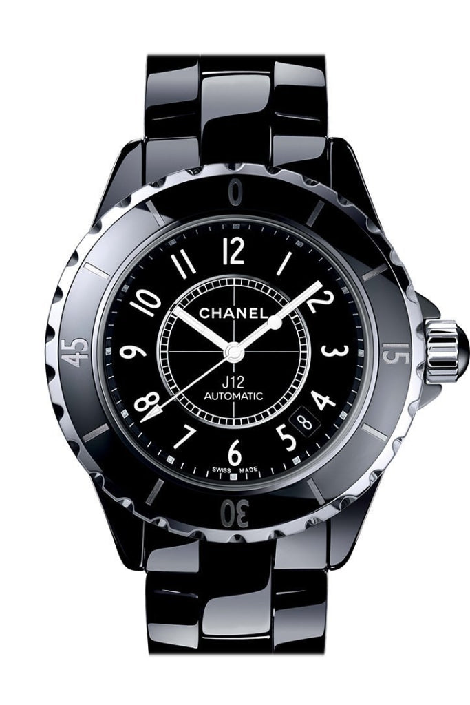 CHANEL J12 Black Ceramic Automatic Midsize Watch H0685