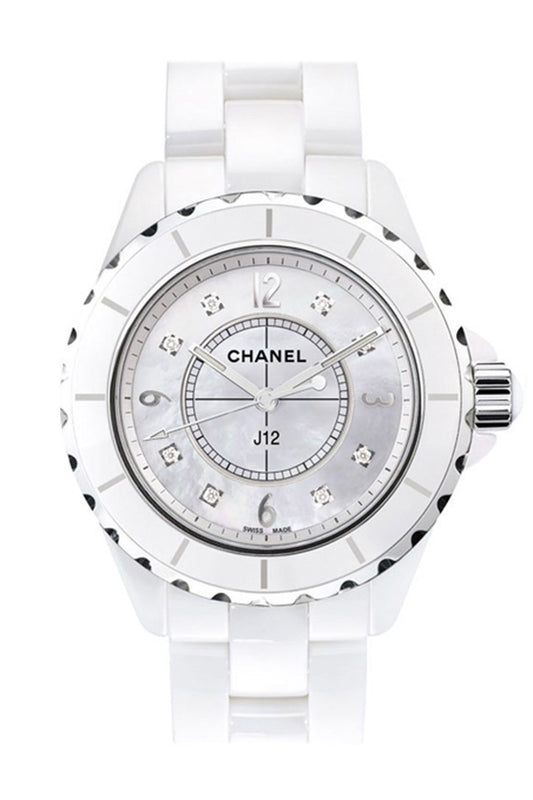 Chanel J12 H2430 Ladies 38mm White Ceramic Diamond Bezel Dial Quartz -  BRAND NEW