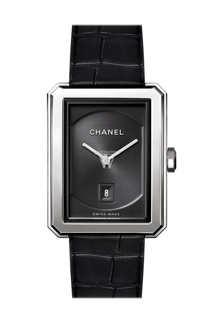 CHANEL Boy-Friend Black Guilloche Dial Ladies Watch H4884