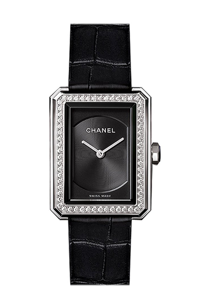 CHANEL Boy-Friend Ladies' Black Leather Strap Watch