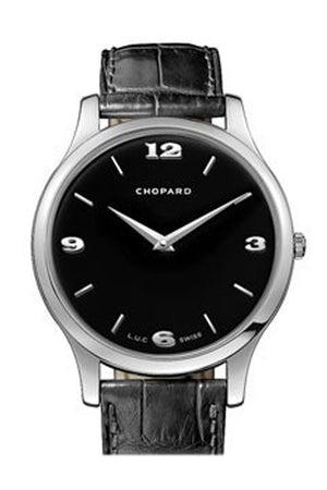 Chopard L.u.c Classic Xp Black Dial White Gold Leather Mens Watch 161902-1001