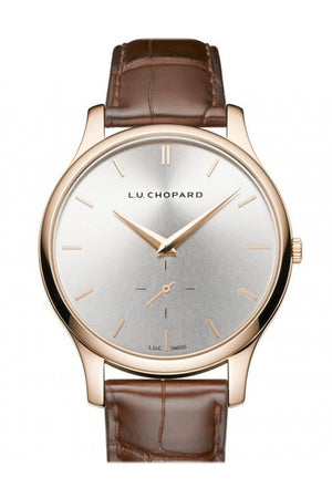Chopard L.u.c. Xps Silver Dial 18Kt Rose Gold Brown Leather Ladies Watch 161920-5002