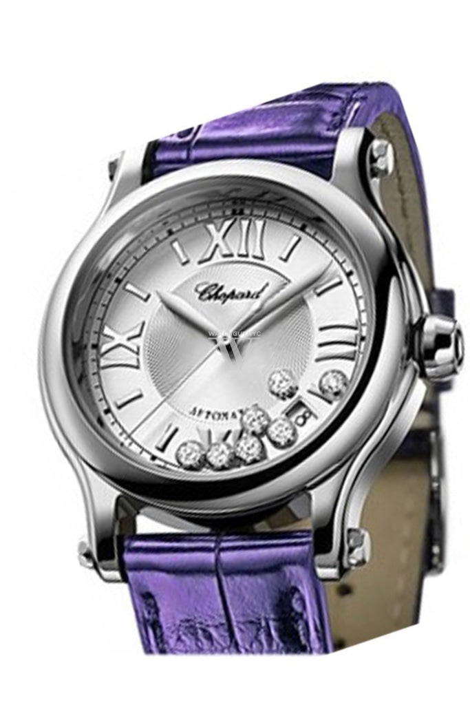 Chopard Happy Sport Round Chronograph In Steel Blue Crocodile Leather Strap With Dial 288269-3004