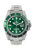 Custom Diamond Rolex Submariner Green Dial Mens Watch 116610LN 116610