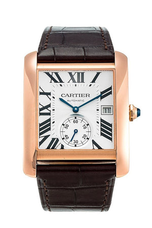 Cartier Tank Mc Mechanical Silver Dial Brown Leather Strap Mens Watch W5330001 / None