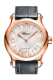 Chopard Happy Sport 36Mm Silver Guilloche Dial 18K Rose Gold And Diamonds Ladies Watch 274808-5001 /
