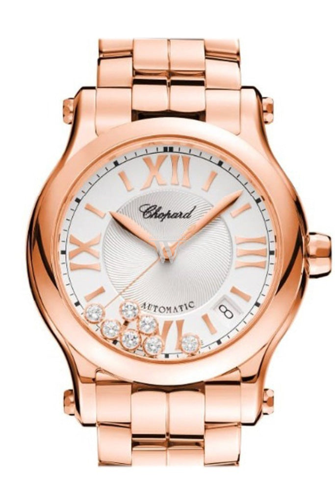 Chopard Watch Rose Gold Chopard Happy Sport 36mm 18k Rose Gold And Diamonds Automatic