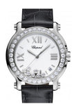 Chopard Happy Sport 36Mm Diamonds Set On Bezel 7 Floating Inside Dial Watch 278475-3037 White