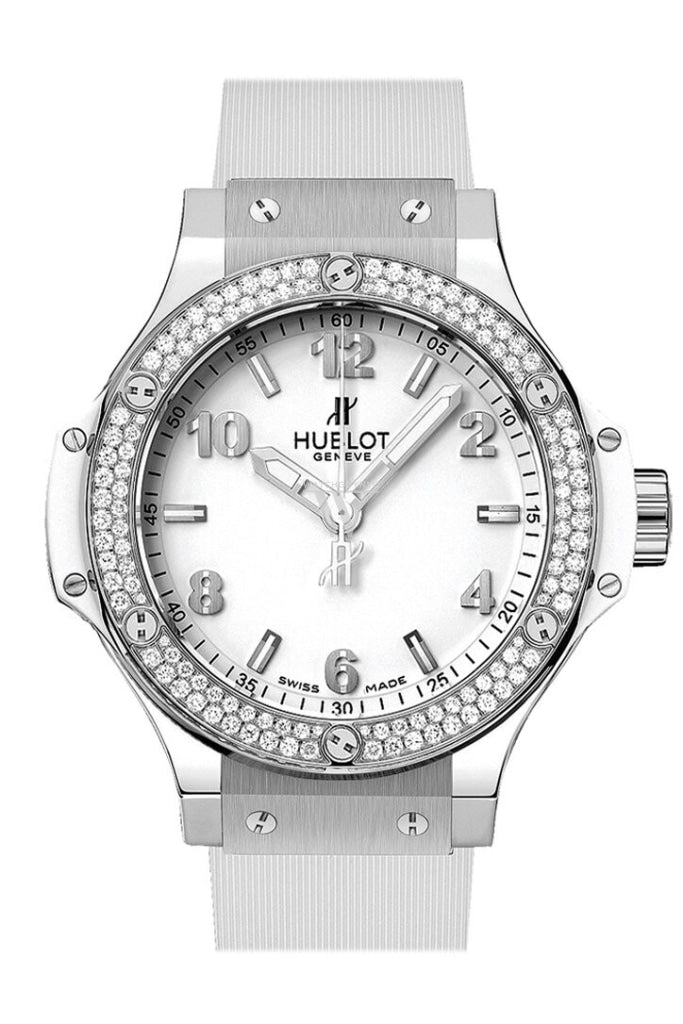 Hublot Big Bang White Dial Diamond Bezel White Rubber Unisex 38mm Watch  361.SE.2010.RW.1104