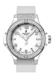 Hublot Big Bang White Dial Diamond Bezel Rubber Unisex 38Mm Watch 361.se.2010.rw.1104