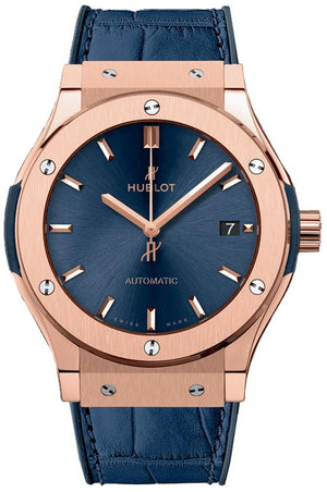 Hublot Classic Fusion Blue Sunray Dial 18K King Gold Automatic 45Mm Mens Watch 511.ox.7180.lr