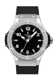 Hublot Big Bang Black Dial Diamond Black Rubber Ladies Watch 361.SX.1270.RX.1104