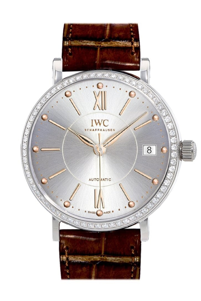 Iwc Portofino Automatic Silver Dial Diamond 37Mm Mens Watch Iw458103