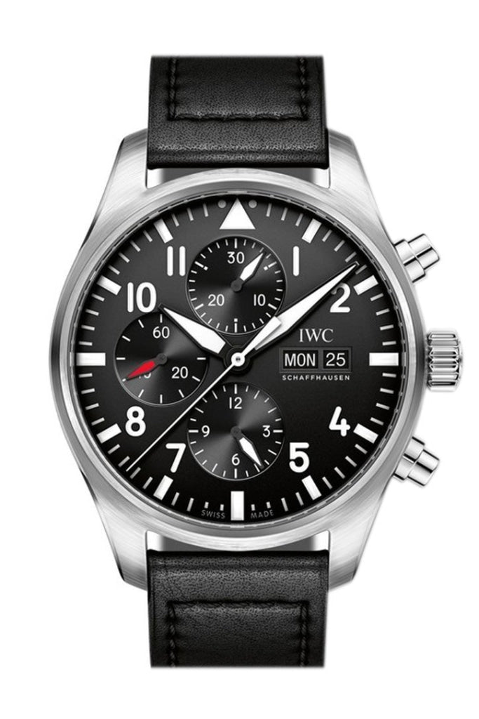 Iwc automatic black dial shop pilot chronograph
