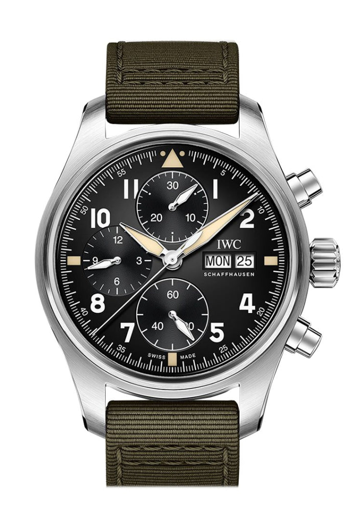 Iwc pilot black automatic chronograph men's watch store