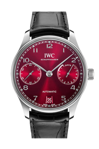 Iwc Portuguese 7 Day Power Reserve Burgundy Dial Stainless Steel Watch Iw500714