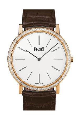 Piaget Altiplano With Diamond Bezel Rose Gold Goa36125 Silver Watch