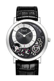 Piaget Altiplano Black and Silver Dial 18kt White Gold Black Leather Men's Watch G0A39111