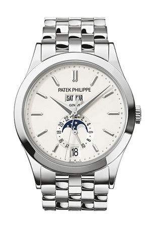 Patek Philippe Complications Silvery Opaline Dial White Gold 38Mm Mens Watch 5396/1G-010 Silver