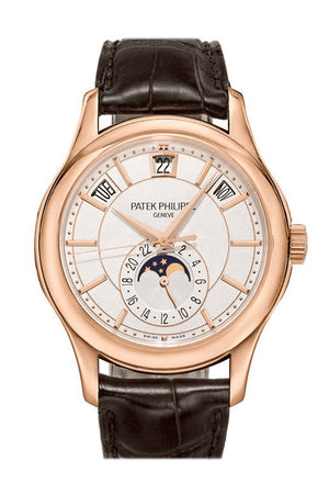 Patek Philippe Annual Calendar Moonphase Rose Gold Brown Leather Mens Watch 5205R-001