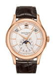 Patek Philippe Complications  Annual Calendar Moonphase Rose Gold Brown Leather Men's Watch 5205R-001 5205R