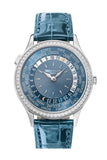 Patek Philippe Complications World Time Automatic Diamond Blue Dial Watch 7130G-014
