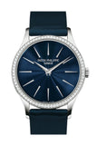 Patek Philippe Calatrava Blue Dial Diamond 18Kt White Gold Ladies Watch 4897G-001