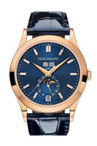 Patek Philippe Complications Blue Diamond Dial Annual Calendar Moon Phases Rose Gold 5396R-015