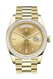 Rolex Day-Date 40 Champagne Dial Baguette Diamond Bezel 18K Yellow Gold President Automatic Men's Watch 228398TBR 228398