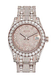 ROLEX Pearlmaster 34 Diamond Pave Dial Pearlmaster Bracelet 18K Rose Gold Watch 81405RBR