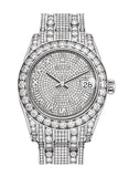 ROLEX Pearlmaster 34 Diamond Pave Dial Pearlmaster Bracelet White Gold Watch 81405RBR