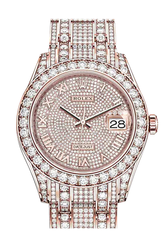 ROLEX Pearlmaster 39 Diamond Pave Dial Pearlmaster Bracelet 18K Rose Gold Watch 86405RBR