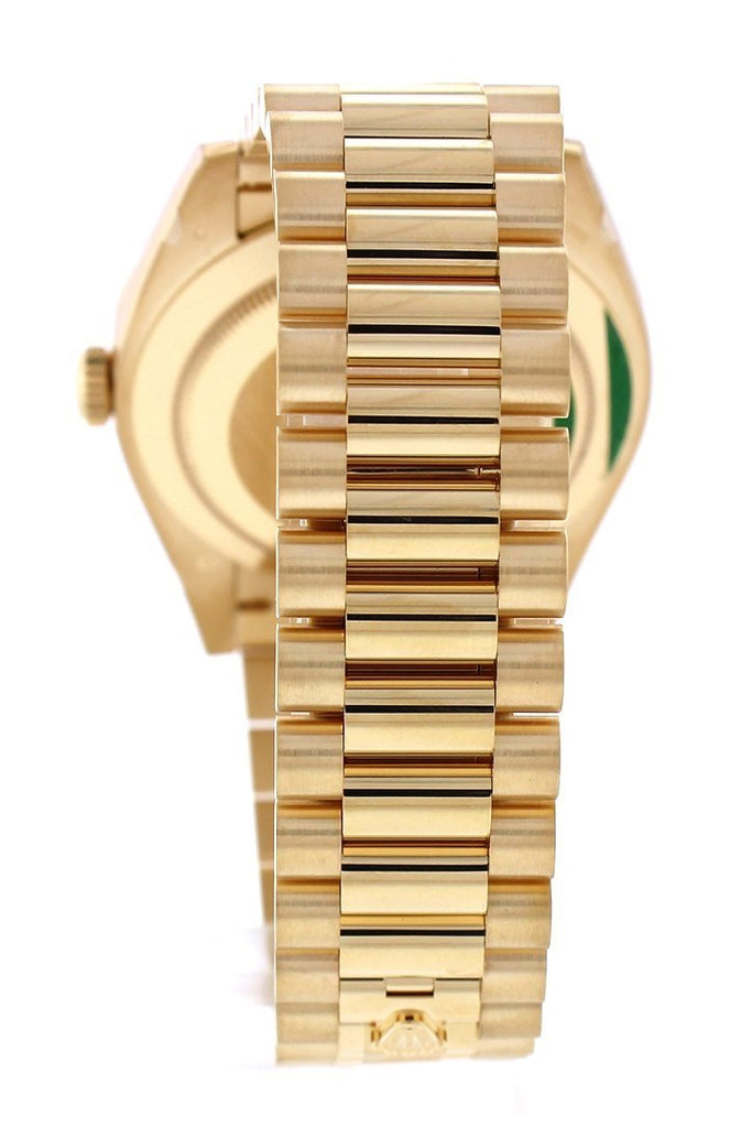 Rolex Day-Date 40 Champagne Dial Diamond Bezel 18K Yellow Gold President Automatic Mens Watch 228348