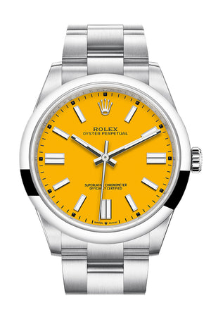 Rolex Oyster Perpetual 41 Yellow Dial Oyster Bracelet Watch 124300