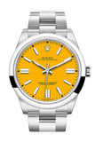 Rolex Oyster Perpetual 41 Yellow Dial Oyster Bracelet Watch 124300