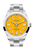 Rolex Oyster Perpetual 41 Yellow Dial Oyster Bracelet Watch 124300
