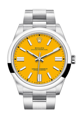 Rolex Oyster Perpetual 41 Yellow Dial Bracelet Watch 124300 Dc