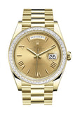 Rolex Day-Date 40 Champagne Roman Dial 40 Baguette Diamond Bezel 18K Yellow Gold President Automatic Men's Watch 228398TBR  228398