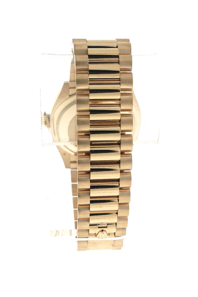 Rolex Day-Date 36 White Roman Dial Gold Diamond Bezel Watch 128348RBR-0042 128348RBR