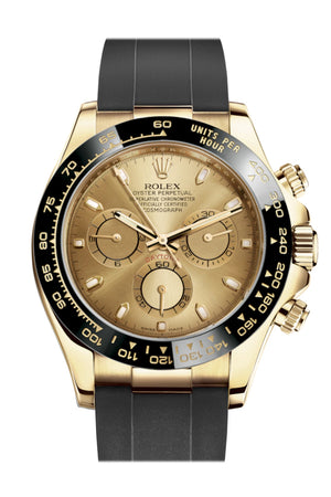 Rolex Cosmograph Daytona Champagne Yellow Gold Oysterflex Strap Mens Watch 116518LN 116518