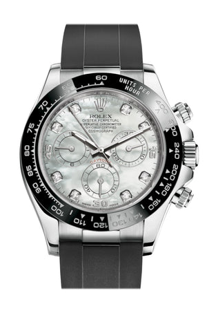 Rolex Cosmograph Daytona White Mother of Pearl Dial Diamond Dial Oysterflex Strap Mens Watch 116519LN 116519