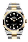 Rolex Explorer I 36 Black Dial Yellow Gold Stainless Steel Men's Watch 124273