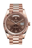 ROLEX Day-date 40 President Chocolate Roman Dial 18k Rose Gold Men's Watch 228235