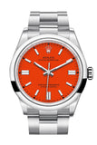 Rolex Oyster Perpetual 36 Coral Red Dial Oyster Bracelet Watch 126000