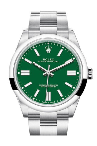 Rolex Oyster Perpetual 41 Green Dial Oyster Bracelet Watch 124300 WatchGuyNYC