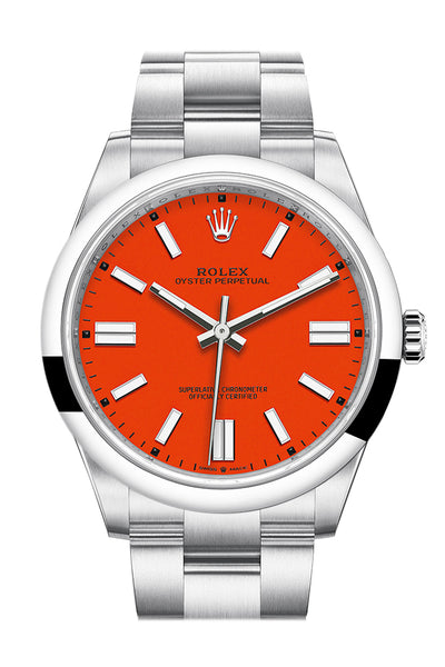 støn teenager Prædiken Rolex Oyster Perpetual 41 Coral Red Dial Oyster Bracelet Watch 124300 –  WatchGuyNYC