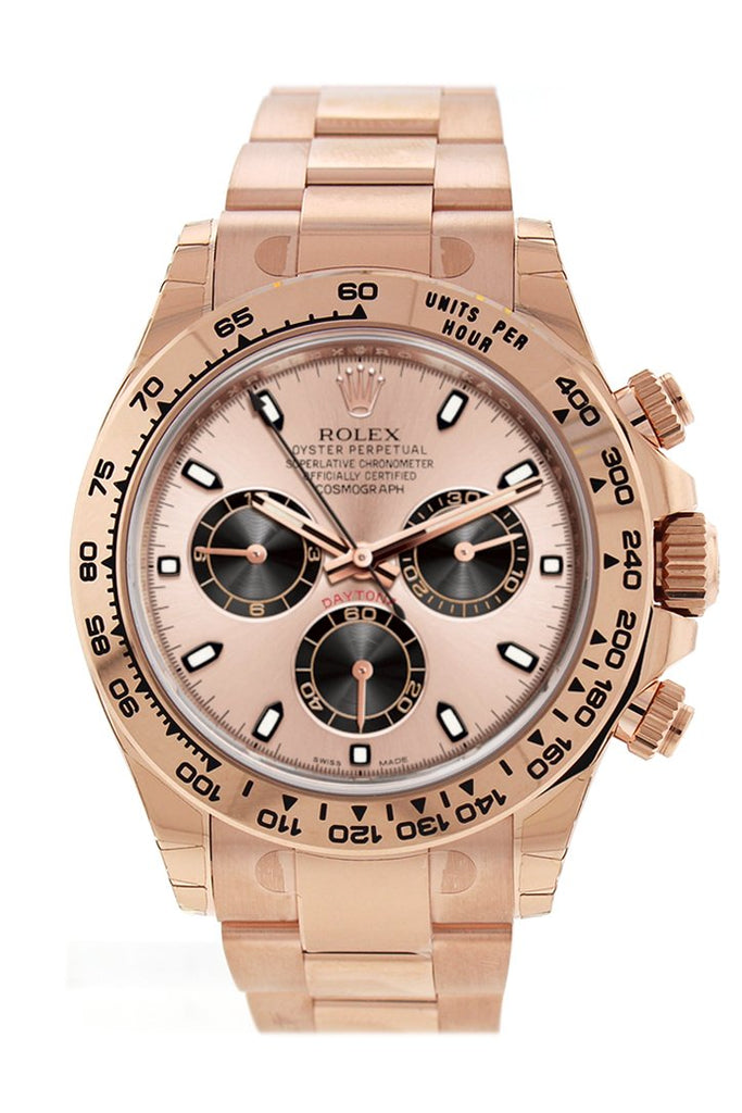 Rolex Cosmograph Daytona 40 Pink And Black Dial 18K Rose Gold Mens Watch 116505 Champagne