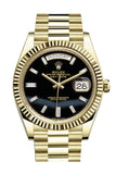 Rolex Day-Date 40 Onyx 10 Baguette Diamond Dial 18K Yellow Gold President Men's Watch 228238