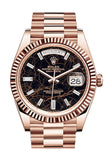 Rolex Day-Date 40 Eisenkiesel 10 Baguette-cut Fluted Dial Diamond Bezel 18K Everose gold President Automatic Men's Watch 228235