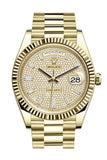 Rolex Day-Date 40 Diamond Paved 10 Baguette Diamond Dial 18K Yellow Gold President Men's Watch 228238
